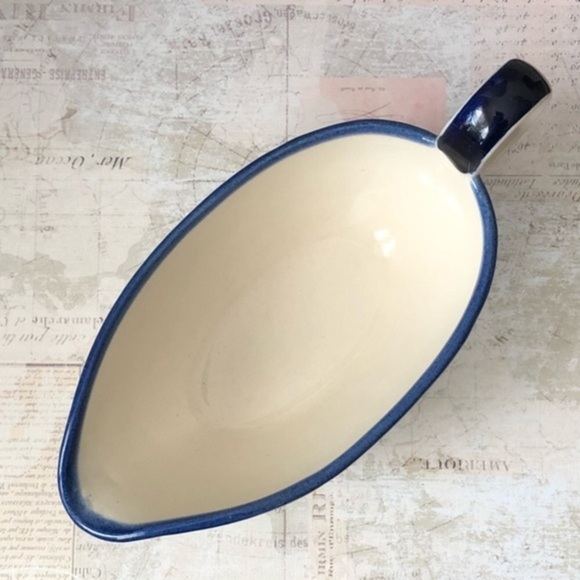 Polish Pottery Blue Off White Floral Motif Ceramika Boleslawiec Wiza Gravy Boat - Picture 4 of 11